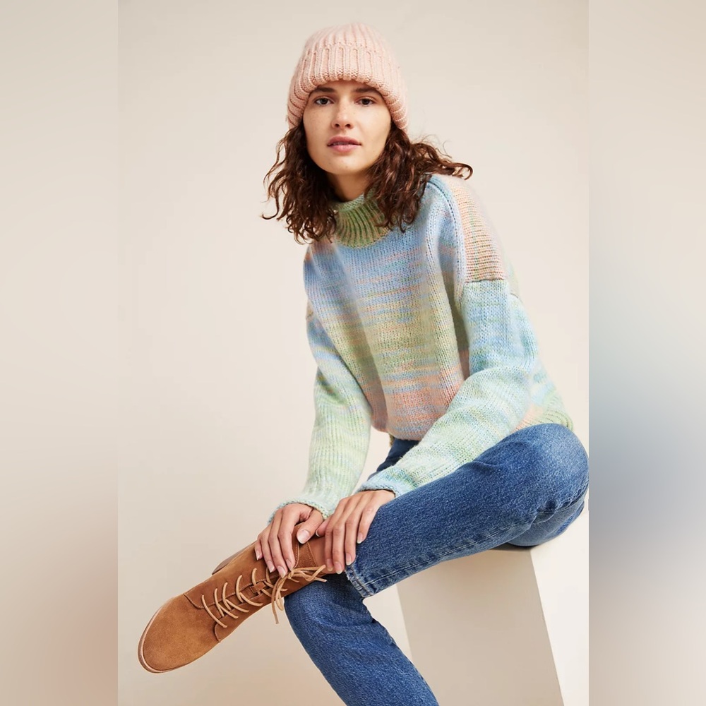 ANTHROPOLOGIE 525 AMERICA Willa Space-Dyed Turtleneck Sweater Size XS